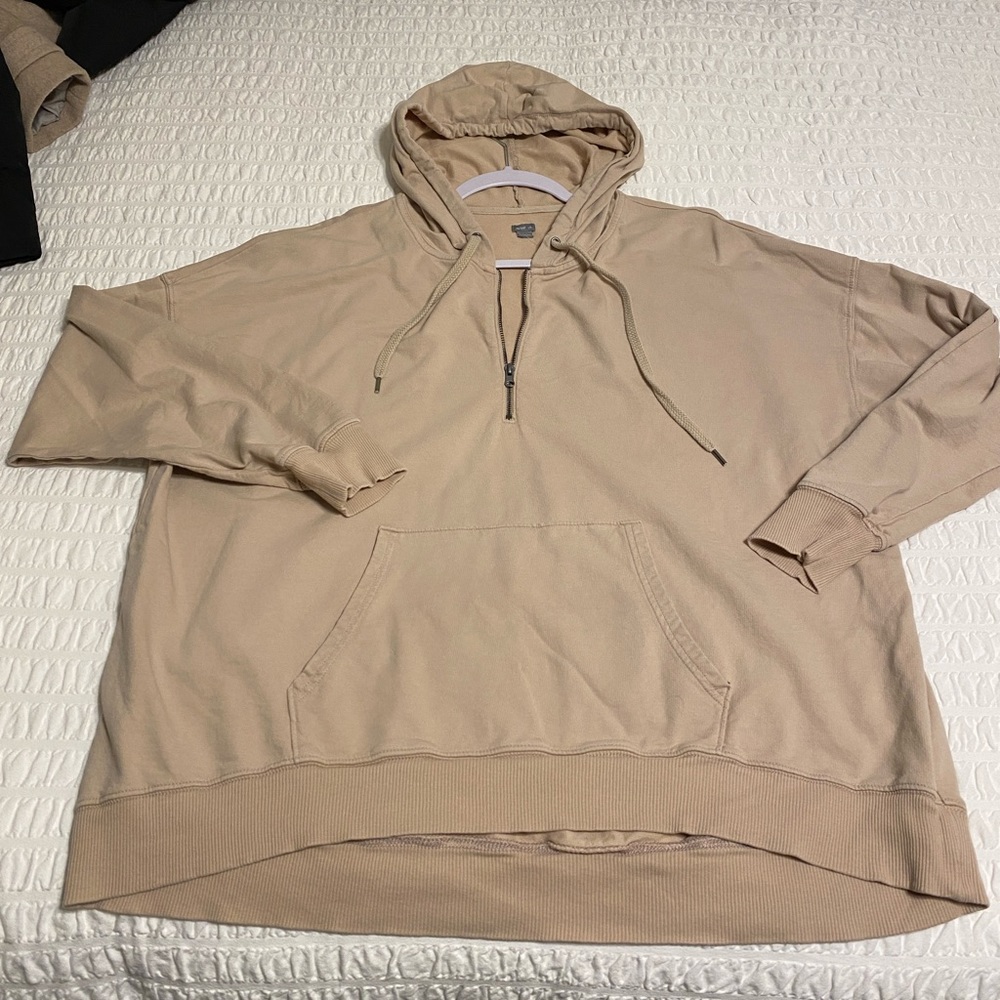 Aerie light mauve/nude color quarter zip hoodie size large